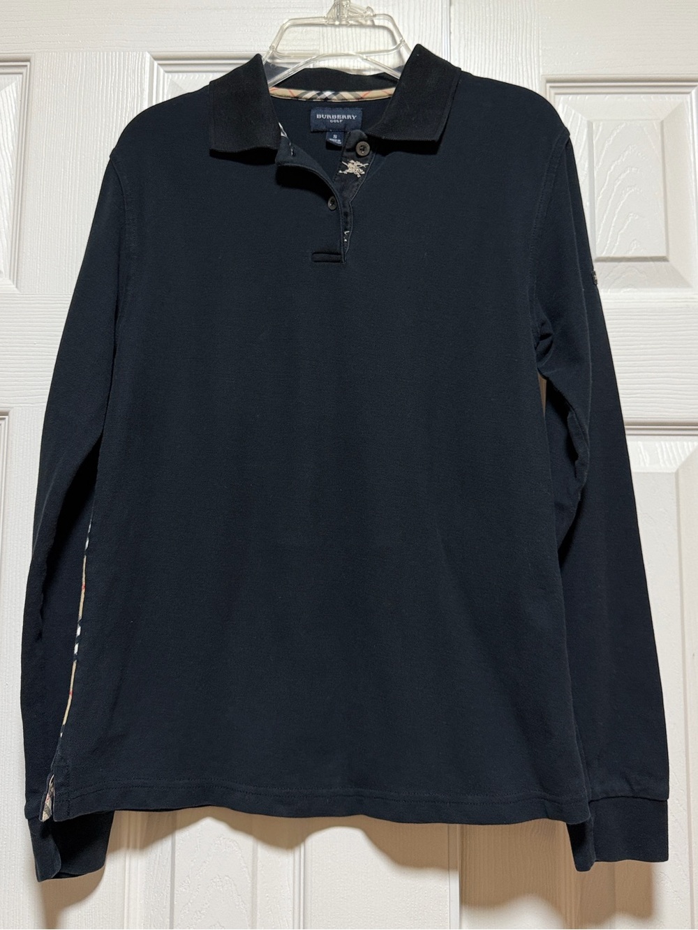 Burberry Golf Kids Black Long Sleeve Polo Shirt - Size Small